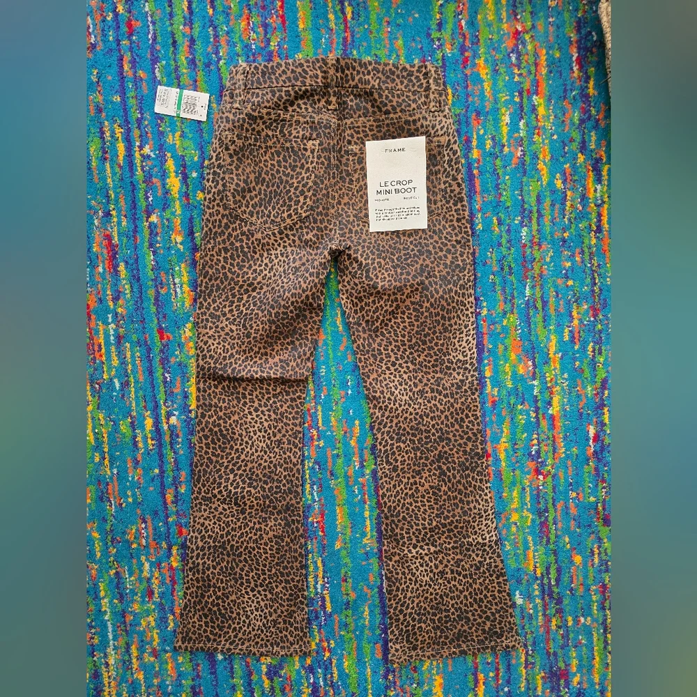NWT FRAME Womens Le Crop Mini Mid-Rise Coated Bootcut Jeans Leooard Size 24 - Picture 9 of 13